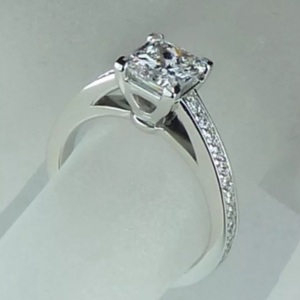 Princess Cut Silver Ring - Picture 3 of 5